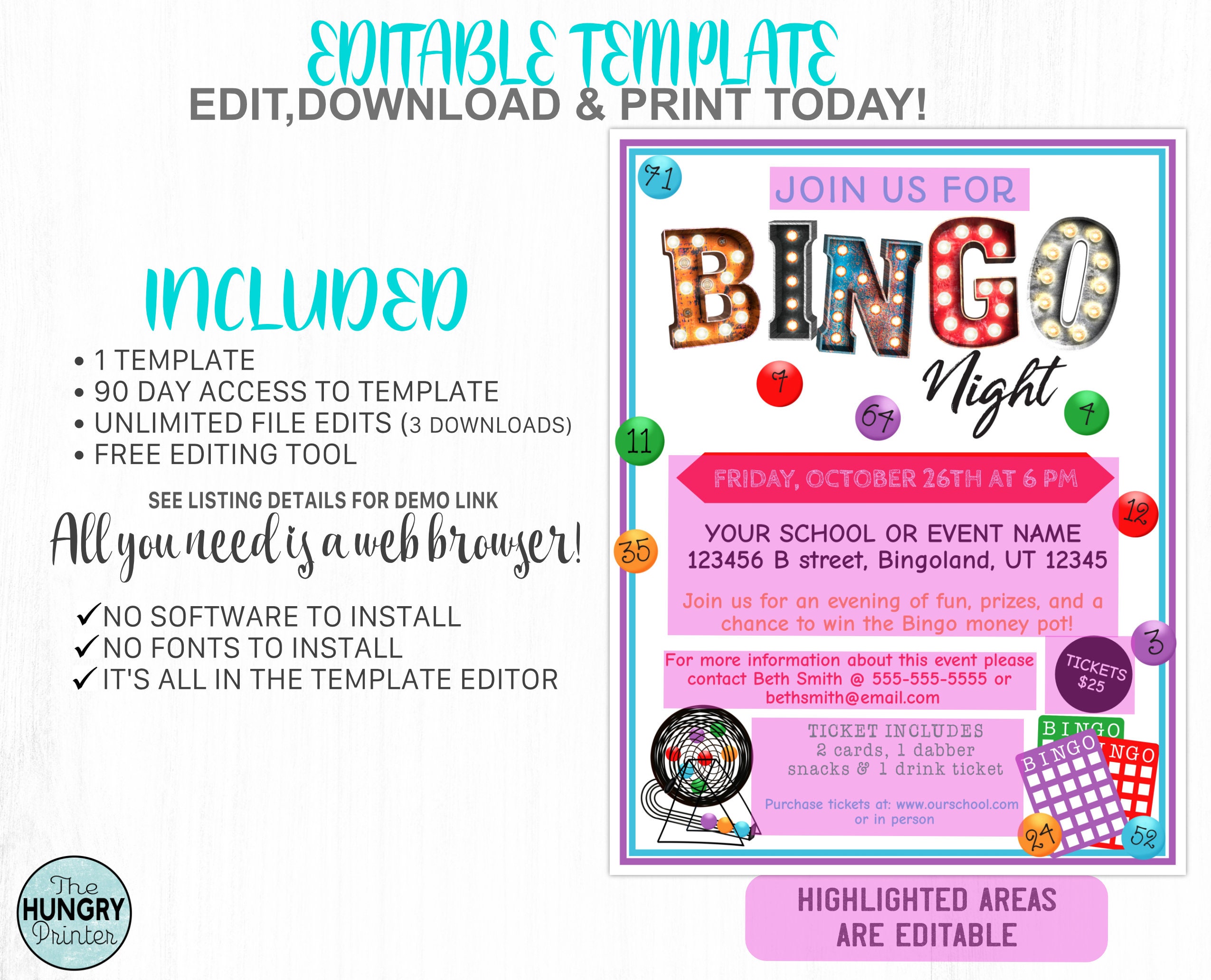 Bingo Night Flyer Back to School Bingo Bingo Fundraiser Etsy