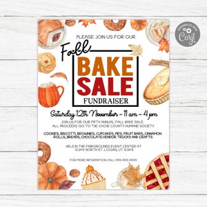 Fall Bake Sale Flyer, Bake Sale Flyer, School Bake Sale, Bake Sale Fundraiser, Church Bake Sale, Baked Goods Sale, Fall Baked Goods