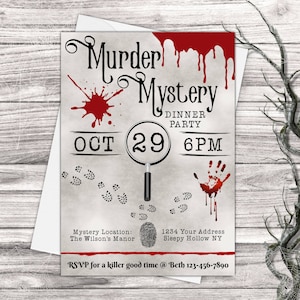 Murder Mystery Invite, Murder Mystery Party, Murder Mystery, Halloween Invite, Mystery Invitation, Murder Mystery Dinner, Printable Invites
