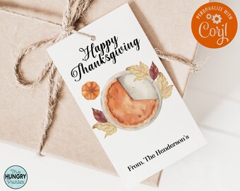 Happy Thanksgiving Tags, Editable Thanksgiving Tags, Printable Cookie Tag, Thanksgiving Pop By,  Fall Treat Tags,  Fall Gift Ideas, Pie Tags