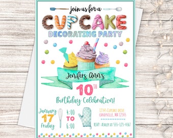 Cupcake Decorating Invitation, Cupcake Birthday Invitation, Baking Party Invite, Cupcake Party Theme, Cupcake Decorating Party, Printable