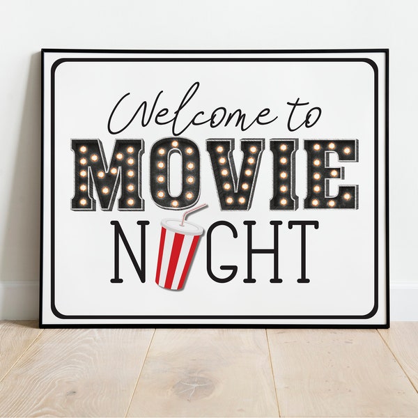 Movie Night Sign, Movie Night, Movie Night Party, Backyard Movie Night, Outdoor Movie, Movie Night Decor, Movie Night Printable, Movie Sign