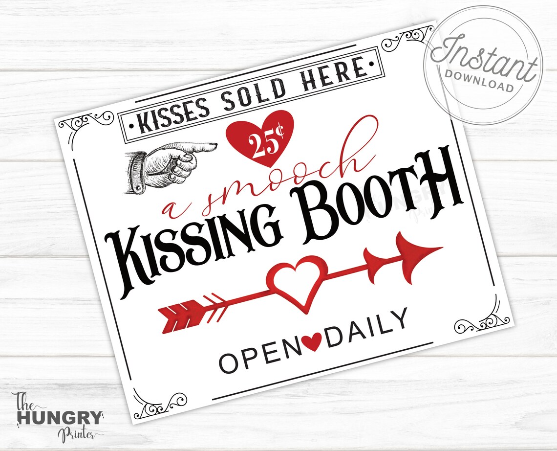 Kissing Booth Sign Printable Valentine Art Kissing Booth - Etsy