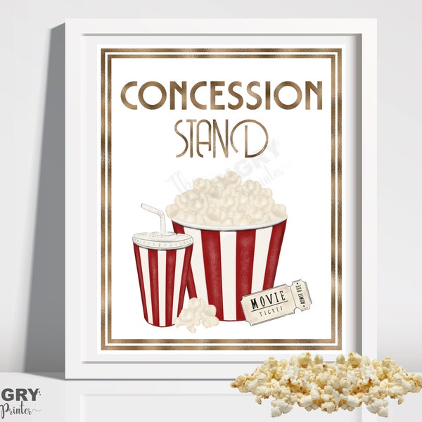 Movie Night Concession Stand Sign, Concessions Sign, Movie Night Decorations, Concession Sign, Movie Night Printable, Popcorn Sign, Party