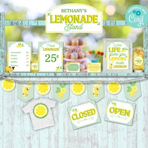 Lemonade Stand Set, Lemonade Stand Sign, Lemonade Stand Decor, Lemonade Stand Banner, Lemonade Stand Printable, Lemonade party, Lemonade Bar