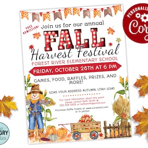 Harvest Festival Flyer,Fall Festival Flyer Template, Fall Harvest Festival Invitation, Church Fall Festival, Fall Fest Flyer, School Flyer