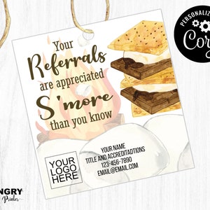 S'more Referrals, Smore's Real Estate Tags, Referral Tags, Marketing Tags, Smore Appreciation, Pop By Tags Summer, Pop By Tags Realtors