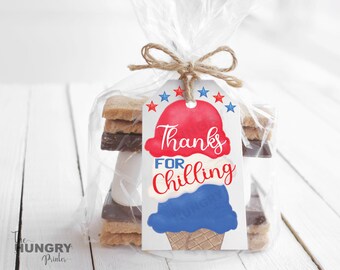 4th Of July Tags, Ice Cream Gift Tag Printable 4th of July Tag, 4th Of July Party Favor, Patriotic Gift Tag, 4th Of July Birthday, BBQ Party