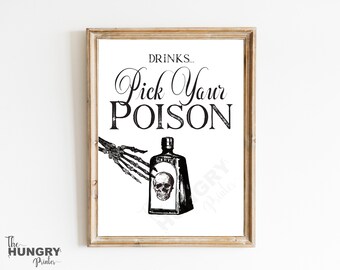 Printable Halloween Sign Drink Bar Sign Pick Your Poison - Etsy