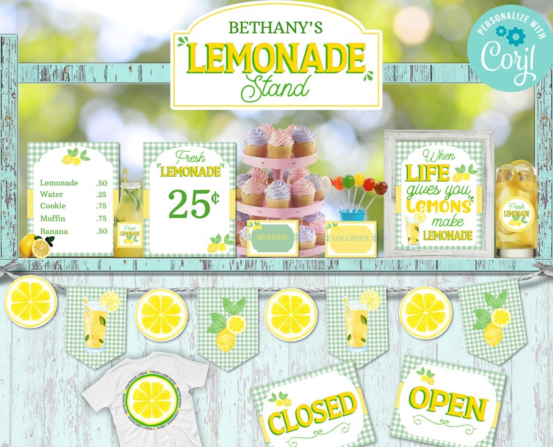 Lemonade Stand Set Lemonade Stand Sign Lemonade Stand Decor Etsy