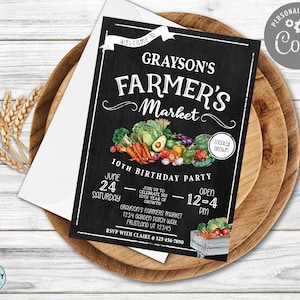 Farmers Market invitation, Farmers Market Birthday, Farmers Market Party, Farmers Market Designs, Farm Invite, Farm Party, Birthday Ideas