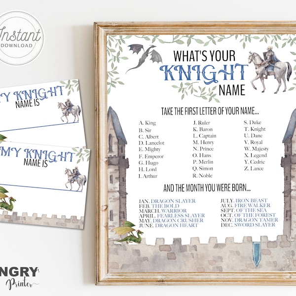 Knight Name Game, Knight Name Sign, Knight Signs, Knight Party, Dragon Party, Knights And Dragons, Knight Decoration, Royal Knight