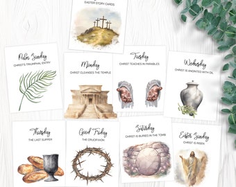 Holy Week Cards, Easter Story Cards, Easter Holy Cards, Easter Holy Week, Holy Week Printable, Easter Study Cards, Holy Week Images