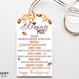 Printable Thanksgiving Gift tag, Blessing Mix Label, Thanksgiving Blessing Mix Label, Thanksgiving Labels, Thanksgiving Favor Tag, Printable