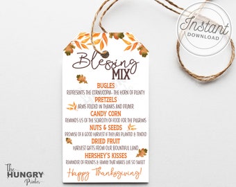 Thanksgiving Blessing Mix Label, Printable Gift Tag (PDF, JPEG)
