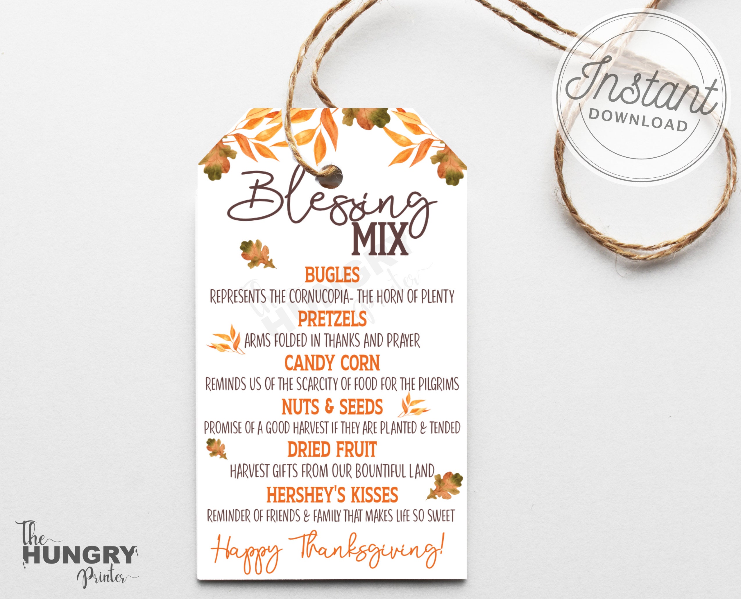 printable thanksgiving gift tag, blessing mix label, thanksgiving