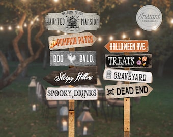 Halloween Directional Signs, Spooky Street Sign Printable (Digital Download)
