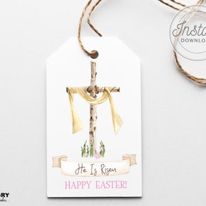 Christliche Osteranhänger, druckbare Osteranhänger, Er ist auferstandener Anhänger, Er ist auferstandenes Kreuz, Osterkorbanhänger, Religiöse Osteranhänger, Osteranhänger