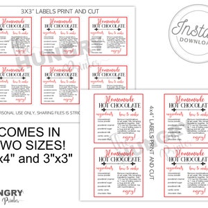 Printable Hot Chocolate Label, Hot Chocolate Mix Labels,hot Cocoa Mason ...