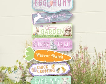 Ostern Richtungsschilder, Eiersuche Dekor (Digitaler Download)