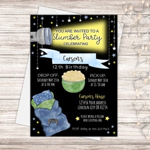 Slumber Party Invitation, Sleepover Birthday Invitation, Boys Sleepover Invitation, Slumber Party Invite, Printable Sleepover Invitations