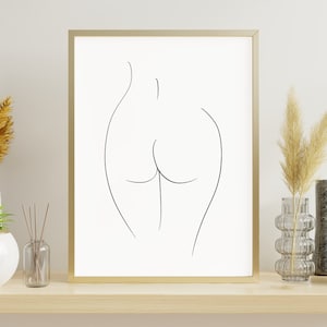 Minimal Naked Woman Body Figure Line Wall Art Digital Drawing A4 Size #5