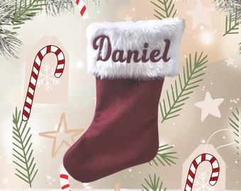 Personalised Christmas Stocking Velvet, Embroidered Christmas Stockings, Christmas Gifts, Christmas Stocking, Large Christmas Stocking