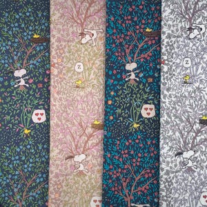 Liberty Tana Lawn Liberty Japan PEANUTS COLLECTION 2025  “Woodstock Day” Fat16th Snoopy Fabric bundle 4 pieces