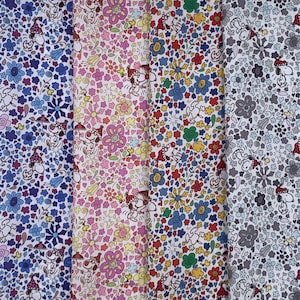 Liberty Tana Lawn Liberty Japan PEANUTS COLLECTION Vol. 2 2025  “Floral Delight” Fat16th Snoopy Fabric bundle 4 pieces