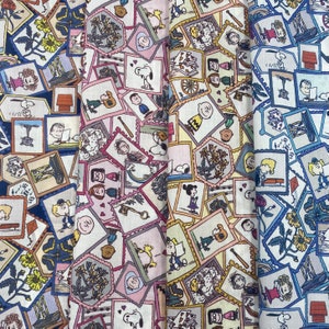 Liberty Tana Lawn Liberty Japan PEANUTS COLLECTION 2024  “Stamp Collection” FQ Snoopy Fabric bundle 4 pieces