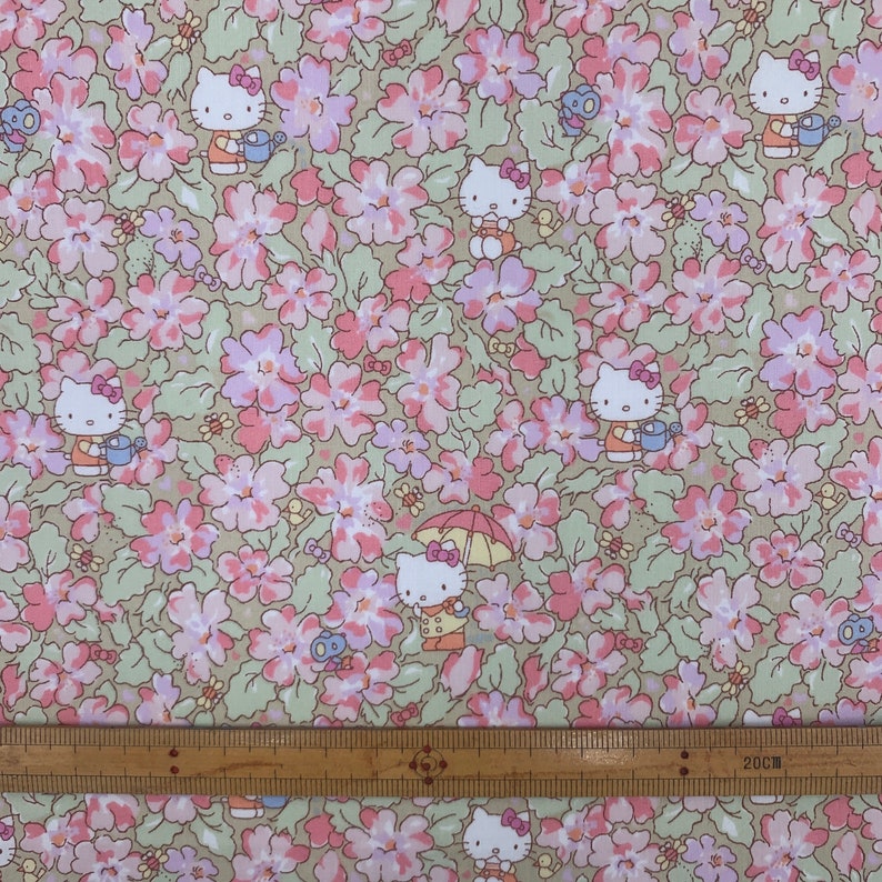Liberty Tana Lawn Liberty Japan Hello Kitty 50th Anniversary Collection “Primrose Meadow” Fat16th Fabric bundle 4 pieces image 4