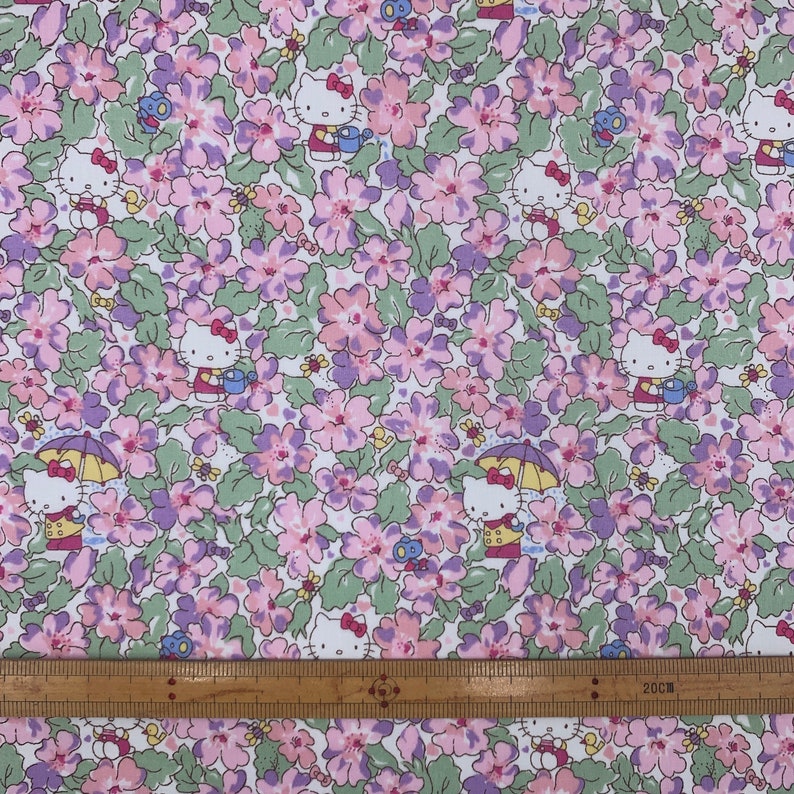Liberty Tana Lawn Liberty Japan Hello Kitty 50th Anniversary Collection “Primrose Meadow” Fat16th Fabric bundle 4 pieces image 5