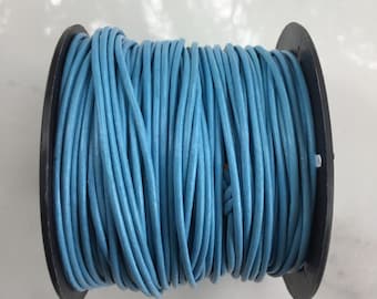 Light blue leather cord 5 yards 1.5 mm, craft leather, leather supply, round leather cord, wrap leather bracelet, by the yard