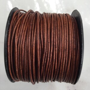 Natural red brown leather cord, 5 yards, craft leather, leather supply, round leather cord, wrap leather bracelet, Leather by the yard
