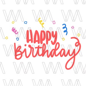 Happy Birthday Confetti SVG , Kleur, Instant Download Bestand, SVG voor Cricut Silhouet, Cutting Files