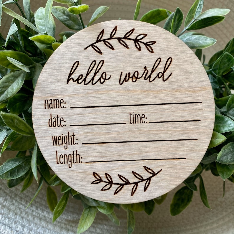 Hello World Sign Baby Announcement Sign Newborn Photo Sign Etsy