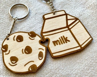 You are the Milk to my Cookies, Valentine's Day Gift, Couples Keychain, Gift for Him, Gift for Her, Engraved Wood Keychain