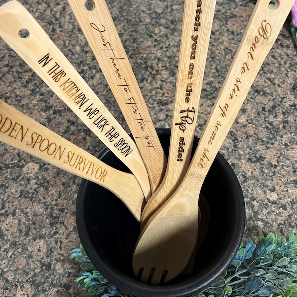 Custom Kitchen Spoon, Engraved Utensils, Mixing Spoon