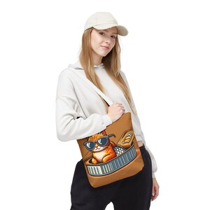 Cool Cat Tote Bag - AOP, Trendy Shopping Tote, Cat Lover Gift, Fun Accessory, Perfect for Beach or Everyday Use