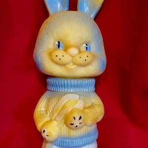 Vintage USSR Rubber Toy: Bunny Skier, Retro Rabbit (1980s)