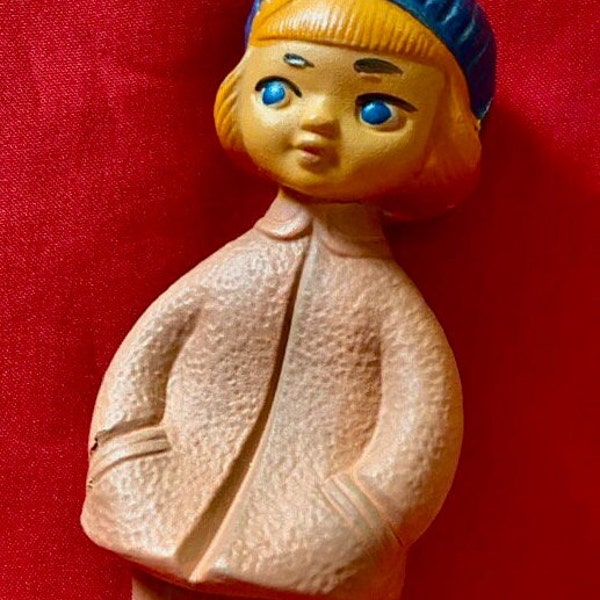 Rare Vintage Doll, USSR Rubber Doll, Red Triangle, Soviet Childhood, Soviet Design, Retro Soviet toy, Action figure, Rubber Doll Girl, 1950s