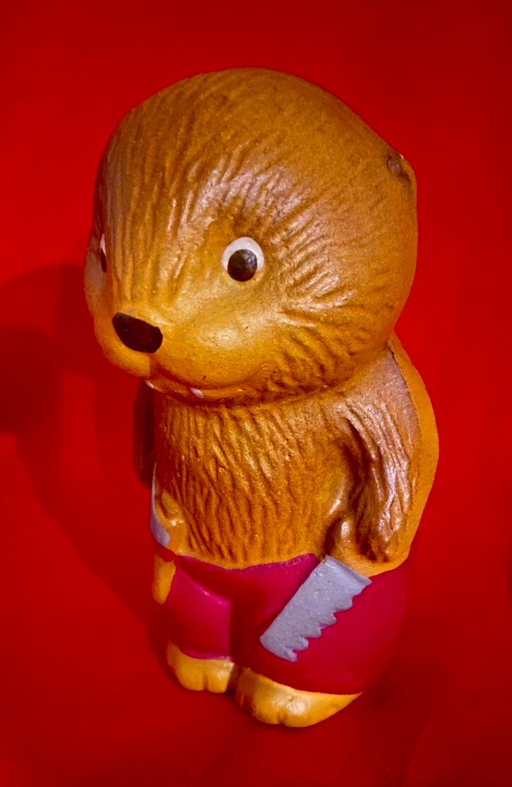 Jouet en caoutchouc soviétique, castor vintage, castor en caoutchouc, castor jouet, URSS, jouet URSS, figurine d'action soviétique, jouets rétro, joue