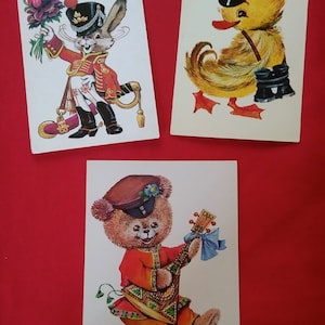 Cartões postais vintage soviéticos, conjunto de 3, Manilova, Chetverikov, cartões postais de parabéns, não assinados, cartões colecionáveis, arte da URSS, 1979, 1981