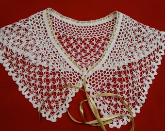 Crochet Cotton Collar, Handmade collar, Crochet red, black collar, Detachable Collar, Lace Crochet Collar,  Womens Accessories, Red Collar