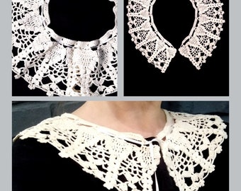 Crochet Cotton Collar, Handmade collar, Detachable Collar, Lace Crochet Collar, Womens Accessories, Ivory Collar, Victorian style, Handmade