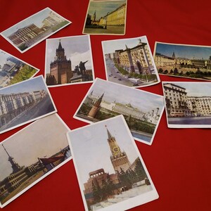 Vintage Moscow Postcards: 1950s USSR Collectible Cards, Set of 11