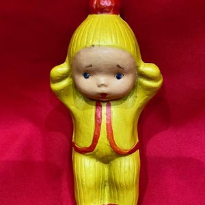Vintage Rubber Baby Doll in Knitted Suit - Retro USSR Toy