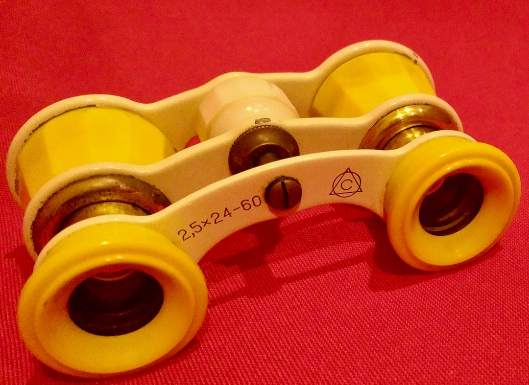 Soviet Vintage Binoculars, Yellow Opera Glasses, USSR Theater, Opera