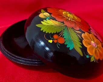 Vintage wooden box, Petrykivka painting, Handmade, Home Decor, Ukrainian folk art, Souvenir, Retro, Vintage, Made in USSR, 1970s