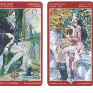 Téléchargement imprimable PDF Tarot de la magie sexuelle, jeu de cartes Oracle, jeu de 78 cartes, manuel anglais espagnol allemand, cartes Oracle, tarot divinatoire
